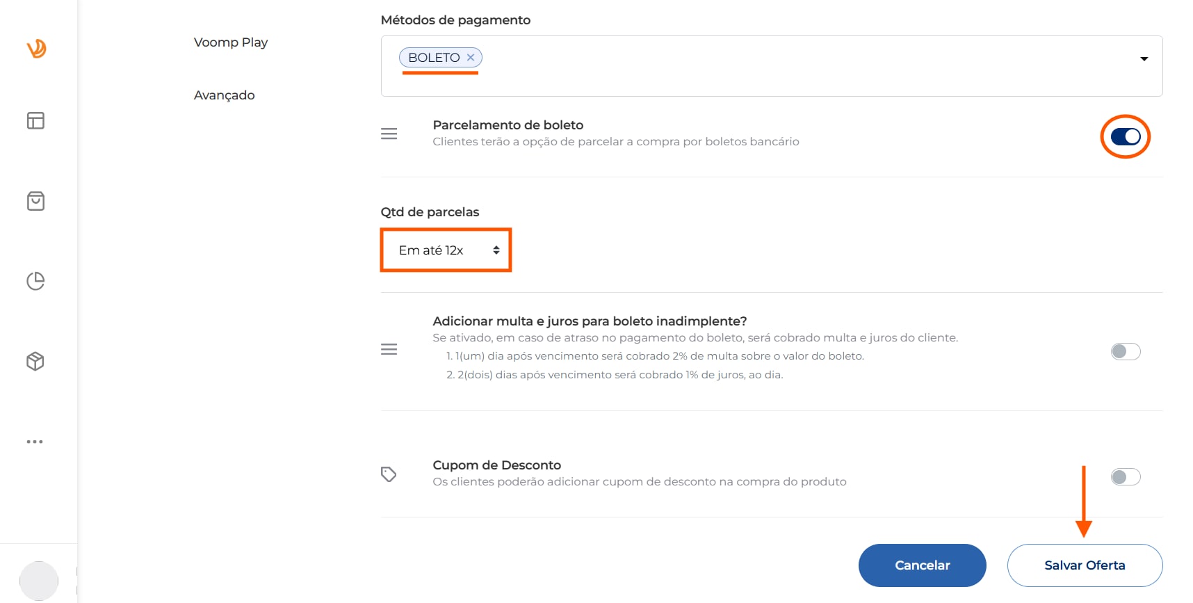 configurar boleto parcelado