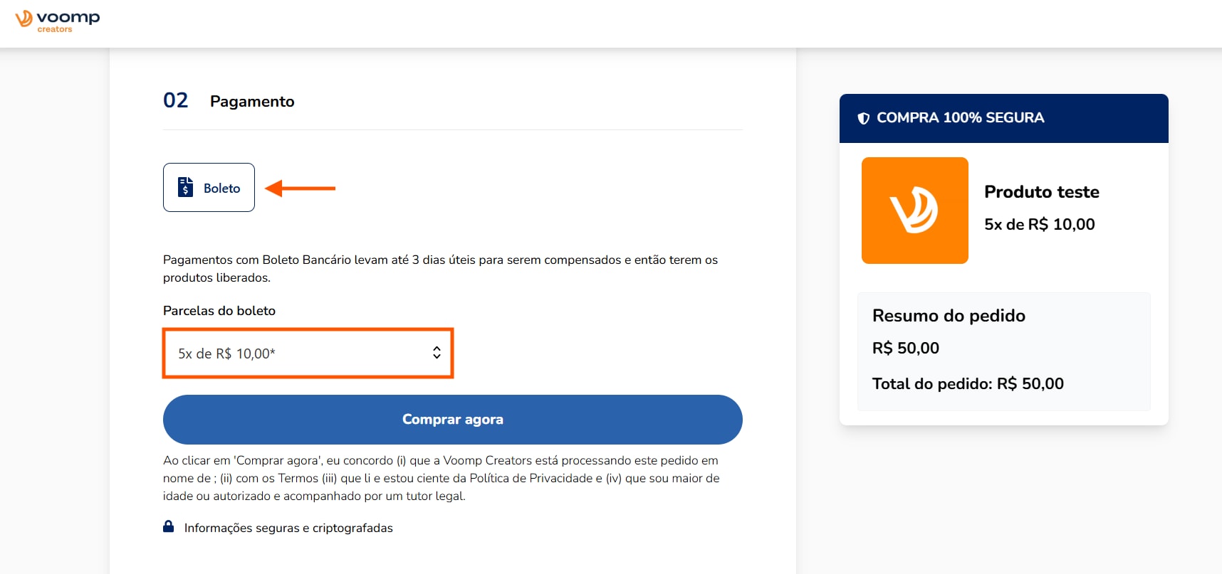 configurar boleto parcelado